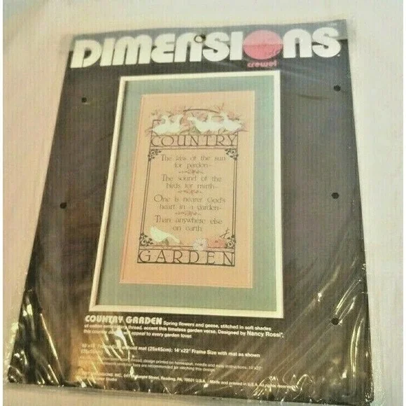 Vintage Dimensions COUNTRY GARDEN 1338 Crewel Kit 1987 New