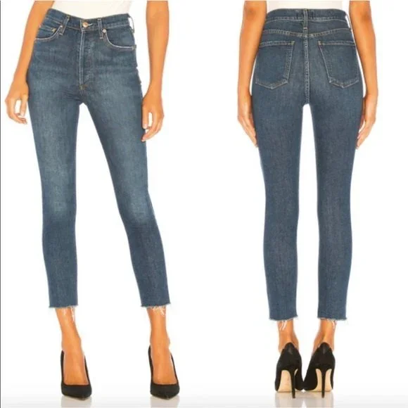 AGOLDE Nico High Rise Slim Fit Jeans in Vox Wash Blue Size 25