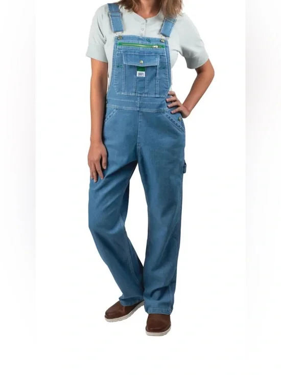 NWT liberty Blue Denim Women's Overalls with Front Bib Pocket Size Medium