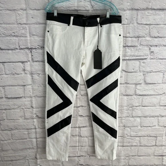Boom Boom Vintage Y2K Motocross Streetwear Black & White Jeans Size Juniors 13