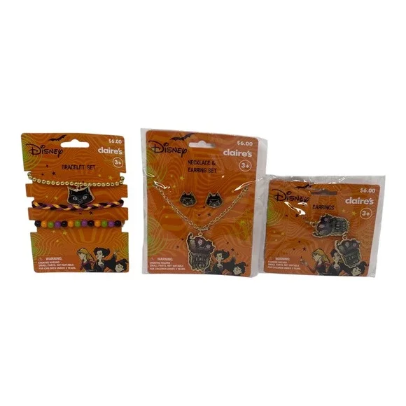 Disney Hocus Pocus Claire's Jewelry Set Necklace Earrings Bracelet Halloween