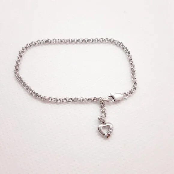 NEW sweet baby link bracelet with heart charm and diamonds