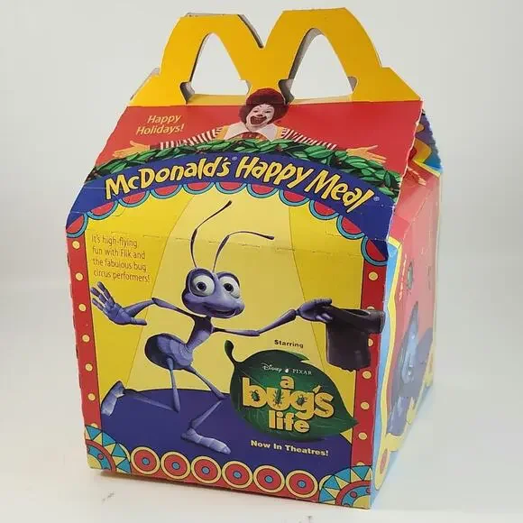 Vintage 1998 McDonald’s Happy Meal Box – Disney Pixar A Bug’s Life Circus Theme