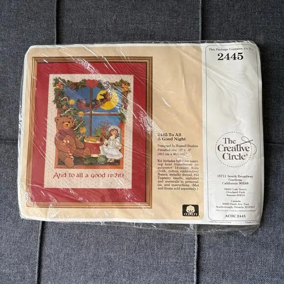 To All A Good Night Vintage Stamped Cross Stitch Kit The Creative Circle - 1988
