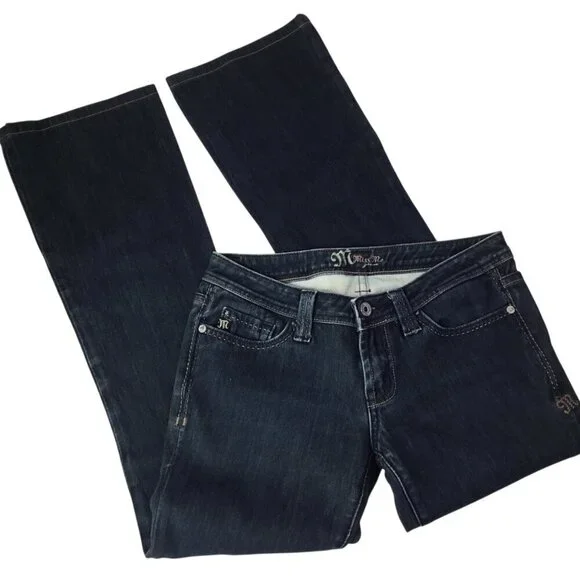 Miss Me Flare Jeans Size 28 JP4517 Thick Stitch Western Blue Denim Stretch
