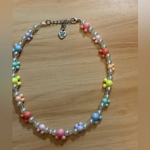 Colorful Beaded Necklace with Disney Charm