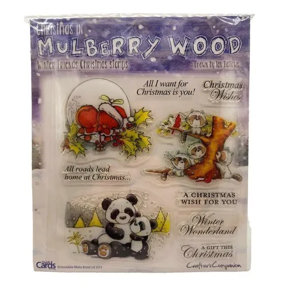 Quick Cards Christmas in Mulberry Wood Winter Friends Animals Cling Stamp Set UK