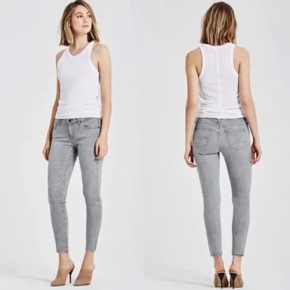 AG Adriano Goldschmied Light Gray The Legging Ankle Super Skinny Jeans Size 28