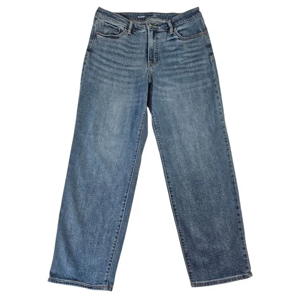 Old Navy OG Loose High Rise Jeans Womens 14 Medium Wash Straight Leg Denim