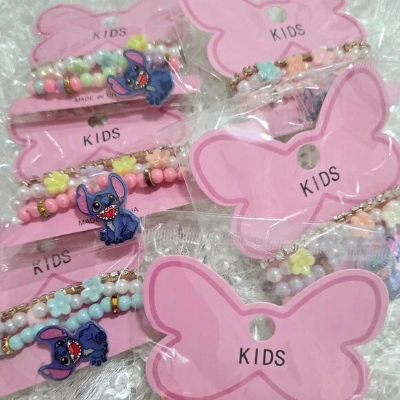 Kids Lot of 12 pcs x 3 Stitch Style Pastel Color's Bracelet's for Girl's