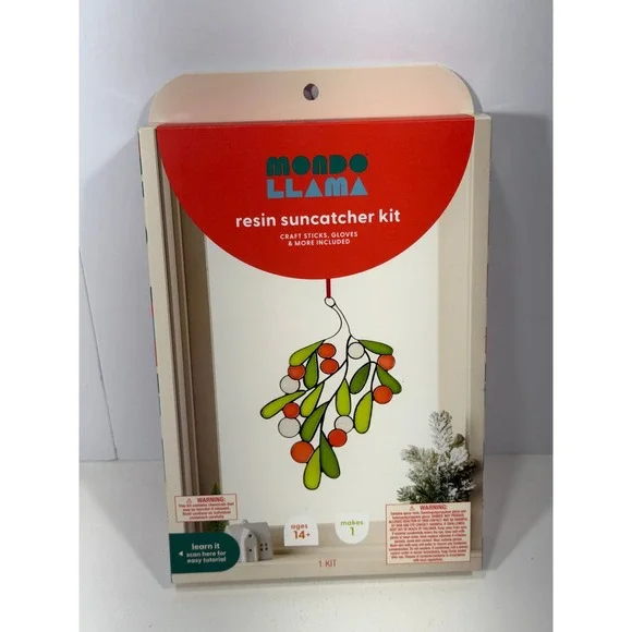 Mondo Llama Resin Suncatcher Kit Mistletoe Holiday DIY Craft Set Ages 14+ NEW