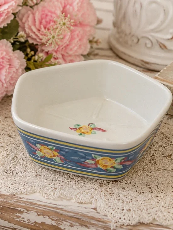 Vintage Croscill Coordinates Japan Floral Ceramic Trinket Dish Bowl Vanity