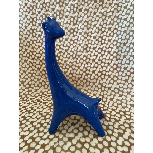 Blue Giraffe Figurine - Ceramic‎ Decor Art Sculpture Animal Statue