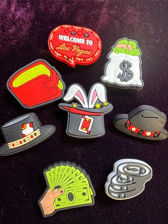 Las Vegas Money & Magic Enamel Pin Set - Black, Red, Green