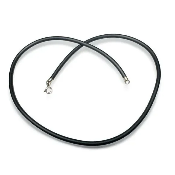 14.5” Black Cord Necklace - Minimalist | Unisex 925 Silver Clasp | Pendant Ready