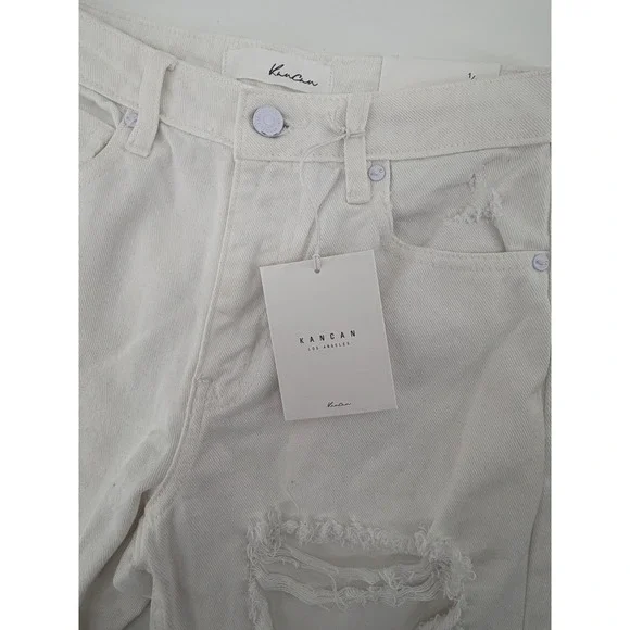 KanCan White Distressed Mom Jeans High Rise Tapered Leg Size‎ 1/24 NWT