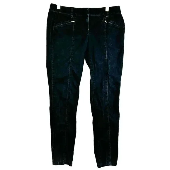 Ann Taylor Corduroy Jeans Womens 4Petite‎ Black Low Rise Straight Fit