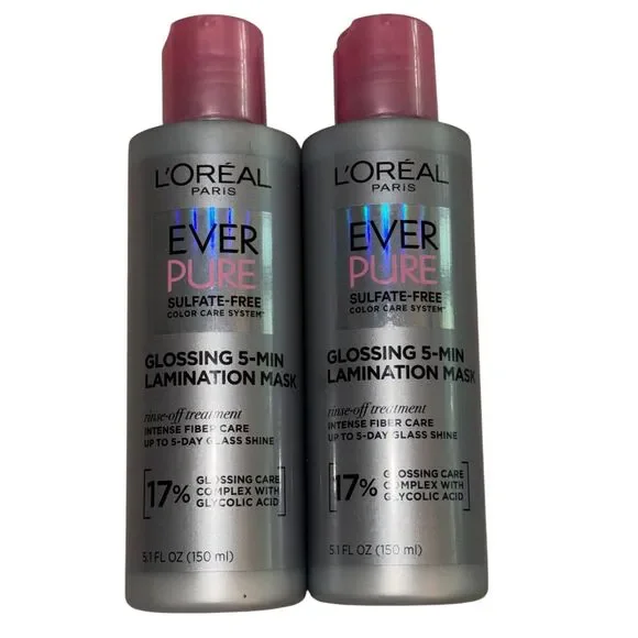 Loreal Ever Pure Glossing 5 Min Lamination Mask Sulfate Free Bundle of 2 New