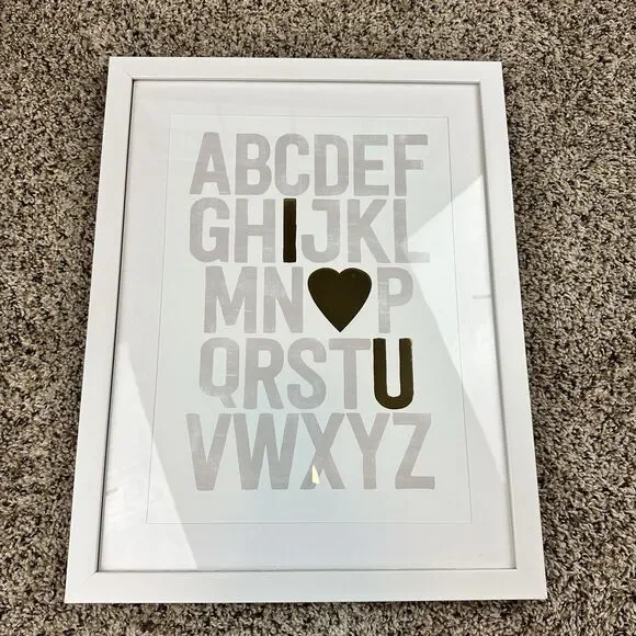 Hobby Lobby Alphabet White, Grey, & Gold Framed Children's Wall Art/Decor