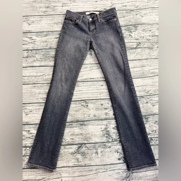 Gap Denim Women Size 2L, Slim Fit, Distressed Bottom, Stretch Jeans, Dark Gray