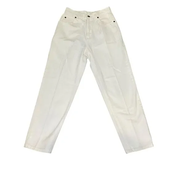 Lizwear White High Rise Mom Jeans Straight Leg Denim Pants Women’s 25 Spring