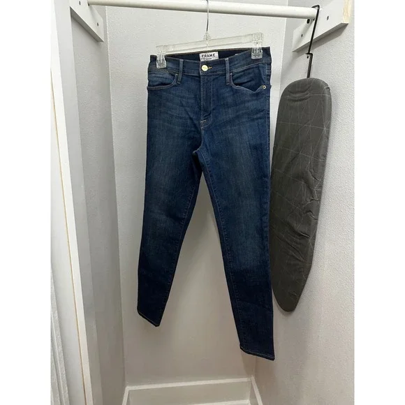 Frame‎ Denim Le High Skinny Jeans Dark Indigo Blue High Rise Size 28