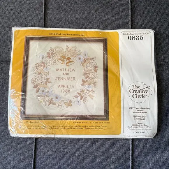 Wedding Remembrance Vintage Stamped Embroidery Kit by The Creative Circle - 1988