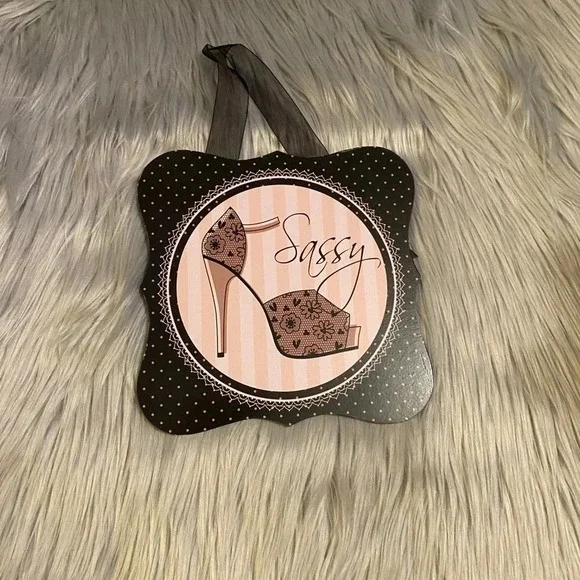 Sassy Pink & Black Wooden Hanging Sign