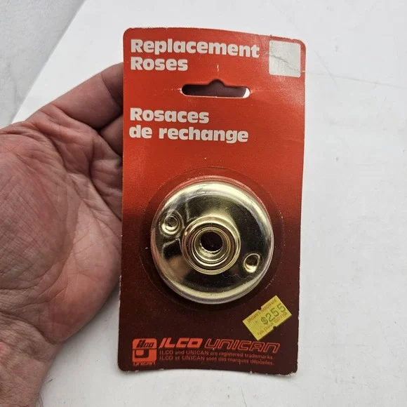 ILCO UNICAN Replacement Door Knob Rose Bright Brass Gold 2.25