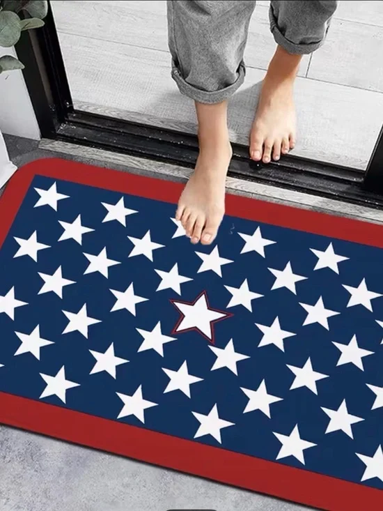 Patriotic Star Doormat - Navy, White & Red