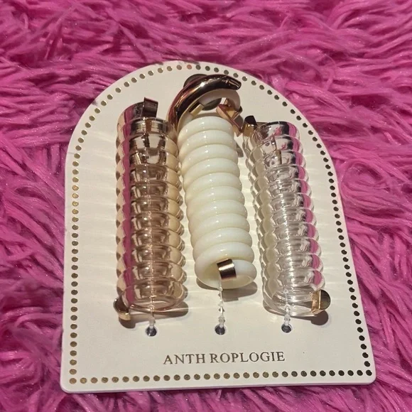 Anthropologie Set Of 3 Spiral Hair Coil Ties for Braids and Ponytails