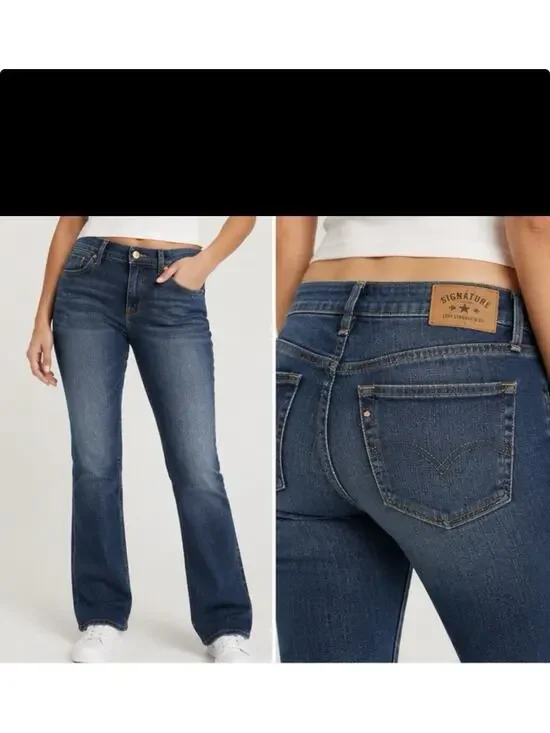 Signature Levi Strauss Bootcut Jeans Womens 32x34 Blue Wash Mid Rise Stretch