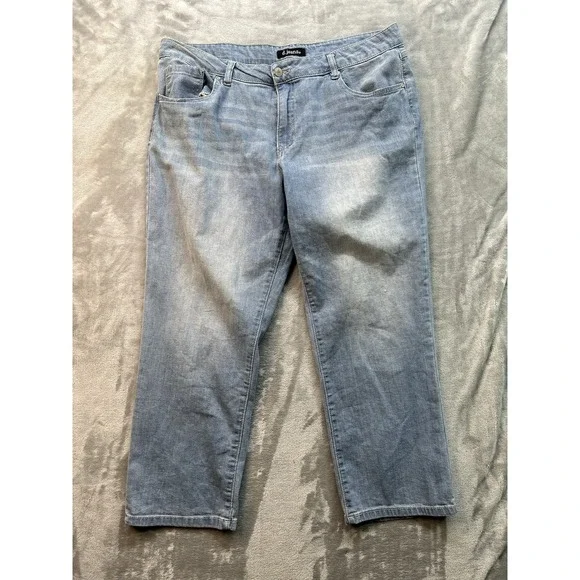 D. Jeans Womens Sz 14 Designer Blue Jeans Wide‎ Leg Crop Light Wash Ladies Pants