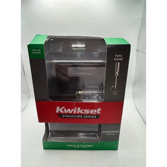 Kwikset Signature Series Singapore Hall Closet Door Lever‎ Matte Black 97201-114