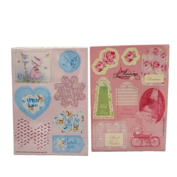 Set of 2 Parisian & Floral Garden Punch Out Tag Packs for Cardmaking Pastel UK