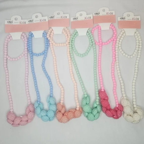 Kids Pastel Necklace Set Floral Necklace And Bracelet