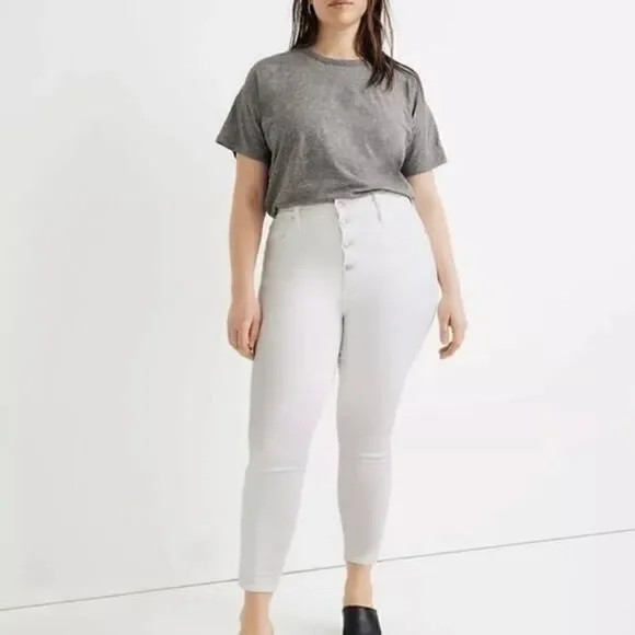 NWT Madewell High-Rise Skinny Crop Curvy Jeans in Pure White Size 37