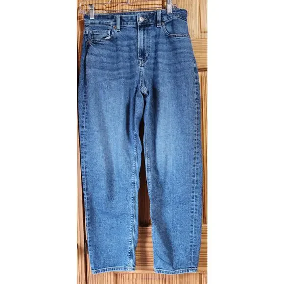 American Eagle Mom Jeans Womens 4 Regular High Rise Stretch‎ Straight Leg Blue