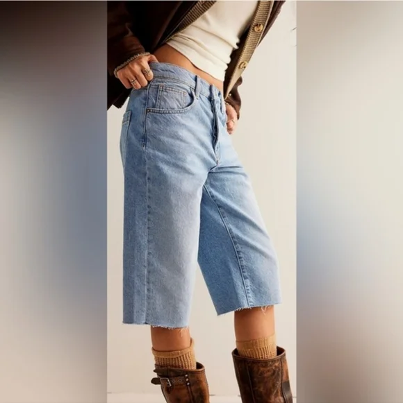 Free People We The Free Jam Session Relaxed Capri Light‎ Jeans