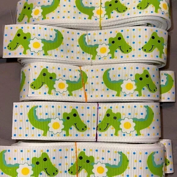 Grosgrain Ribbon 7/8” 5 yards 5/$20 Daisy daisies flower alligator crocodile NEW