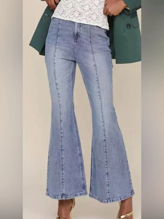 Avec Les Filles Light Wash High-Rise Flare Jeans