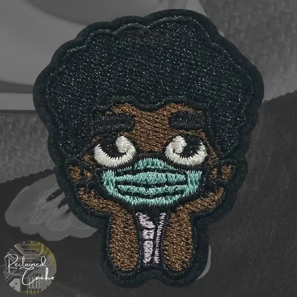 Little Boy with Mask Iron On Patch