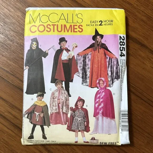 NEW MCCALL'S EASY Costume 2854 Cape and Tunic Magician Riding Hood Child 2-12