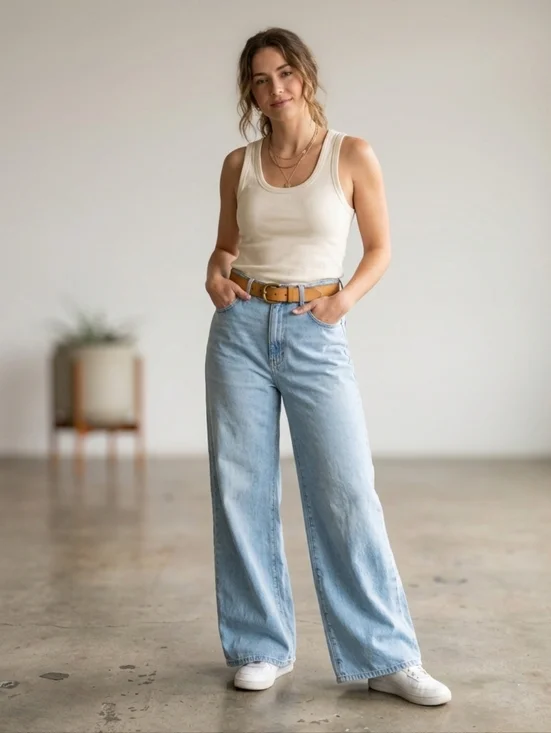 Pilcro Anthropologie Wide Leg Light Blue Jeans High Rise Cotton Lyocell Size 28