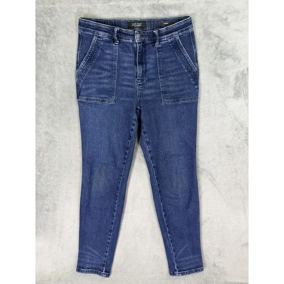 Judy Blue Jeans Womens 9/29 Blue Dark Wash High Rise Jogger Slash Pocket Stretch