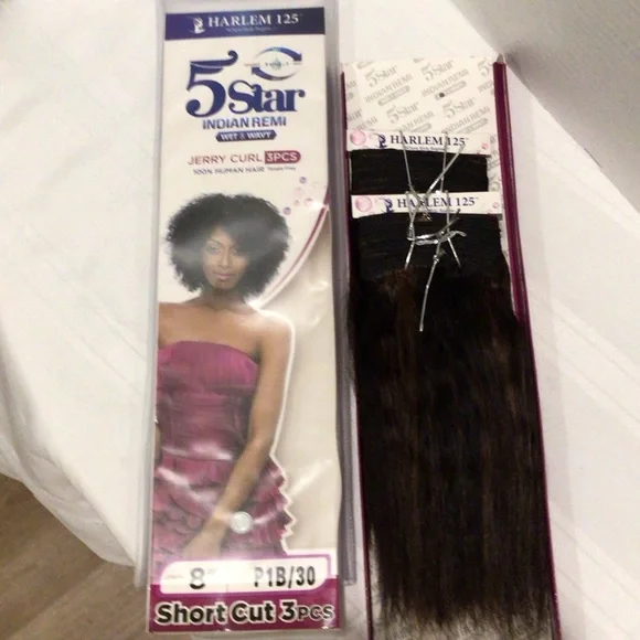 5 star Indian Remi 2 pcs Jerry curl 100% human hair Harlem 125 8” P1B/30