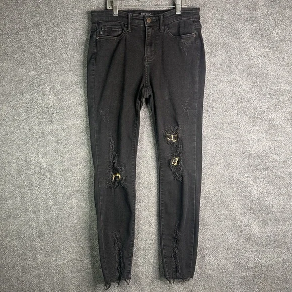 Judy Blue Skinny Fit Jeans Womens‎ Size 5/27 Black Raw Hem