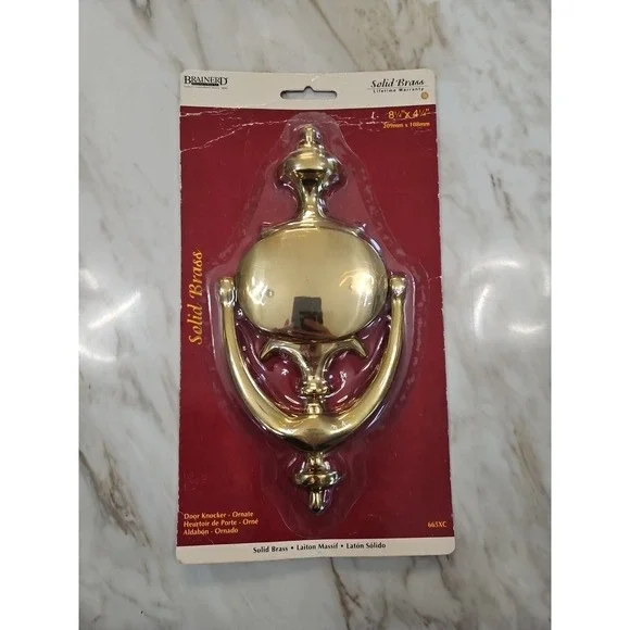 BRAINERD Large Solid Polished Brass Door Knocker 8 1/4