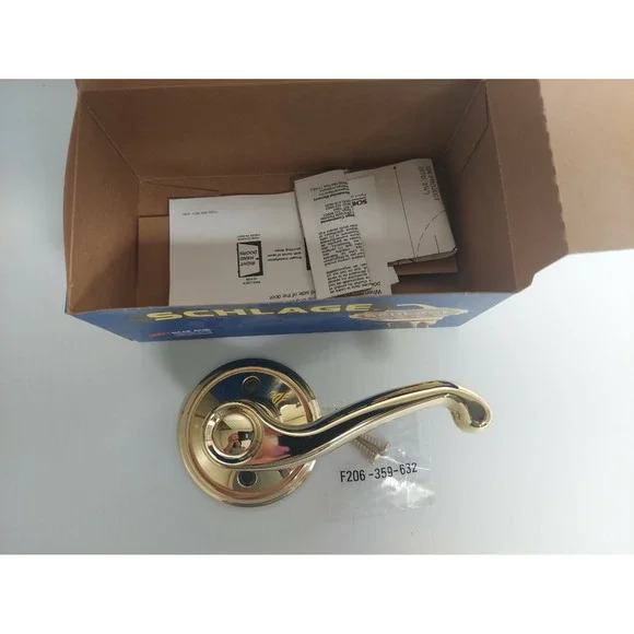 NEW Schlage Flair Style Dummy Bright Brass Right-Handed Lever‎ French Door Knob