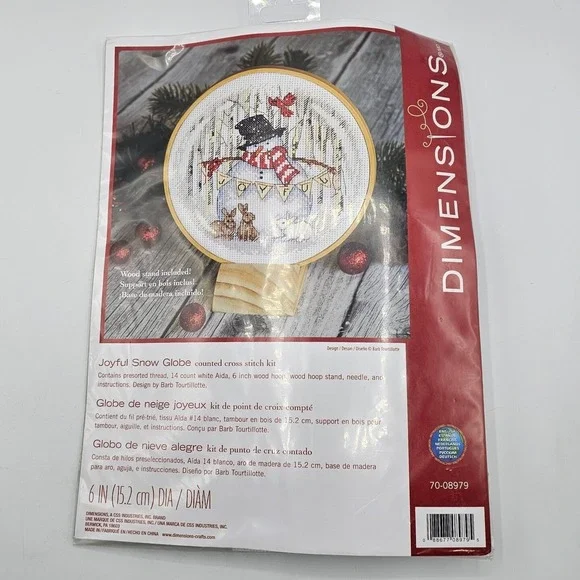 Dimensions Counted Cross Stitch Kit Joyful Snow‎ Globe Snowman 70-08979 Sealed